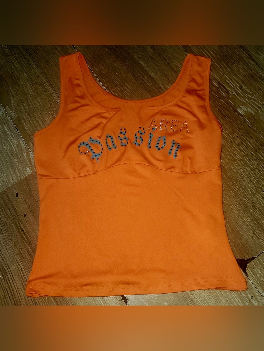 Womens SweatyRocks Orange Passion Rhinestone Embellished Jersey Tank Top